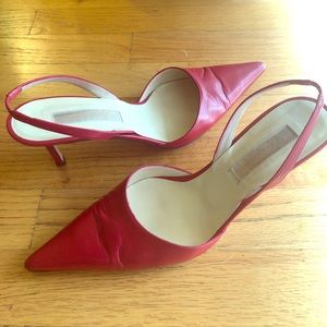 Gorgeous red leather Michael Kors slingbacks